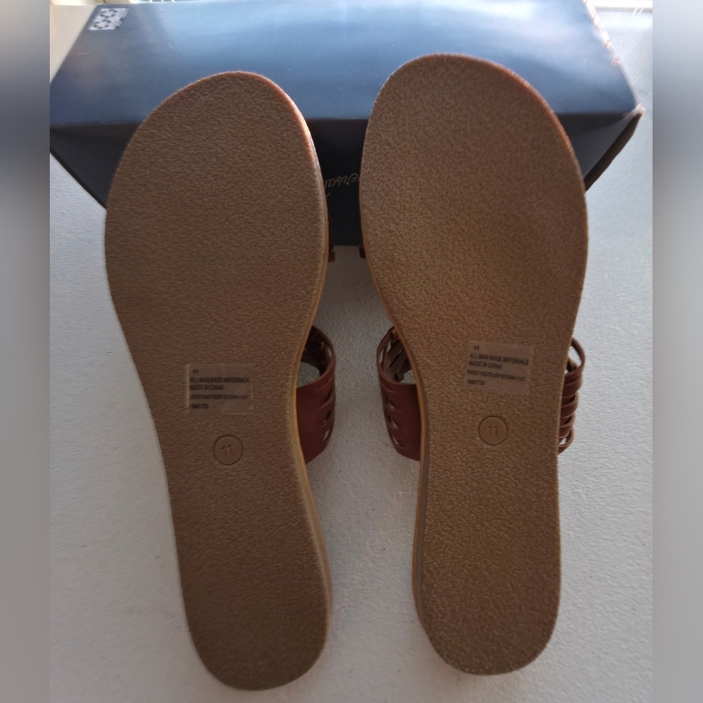 NIB Universal Thread Addie Brown Woven Two-Band Slide Sandals Boho Minimalist - Picture 4 of 6